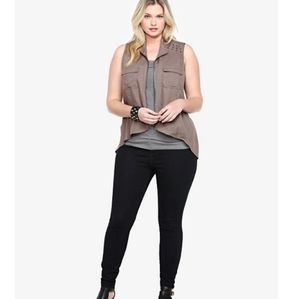 Torrid Military Studded Front Zip Up Vest Sz 0